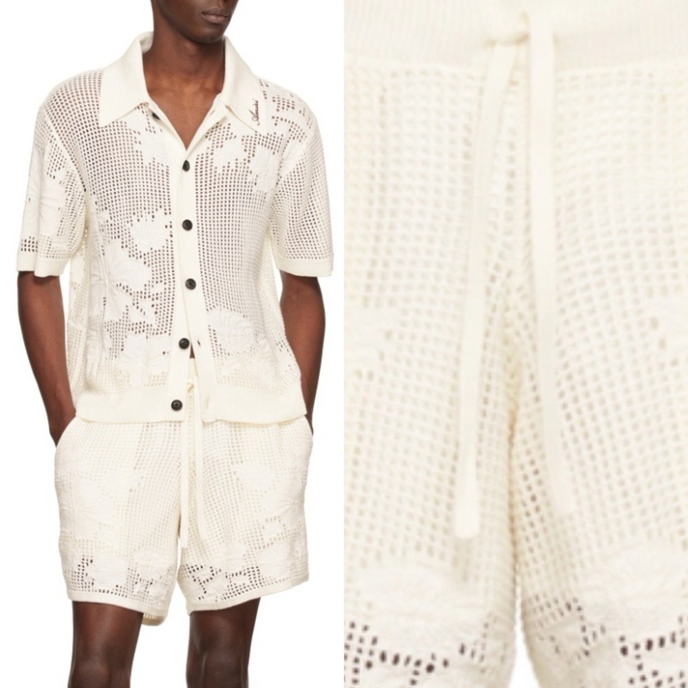 AMIRI Knit Crochet Off White Cotton Casual Shorts